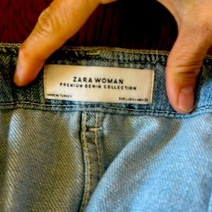 Zara Woman Denim Skirt Midi SZ S Button Pocket Cotton Premium